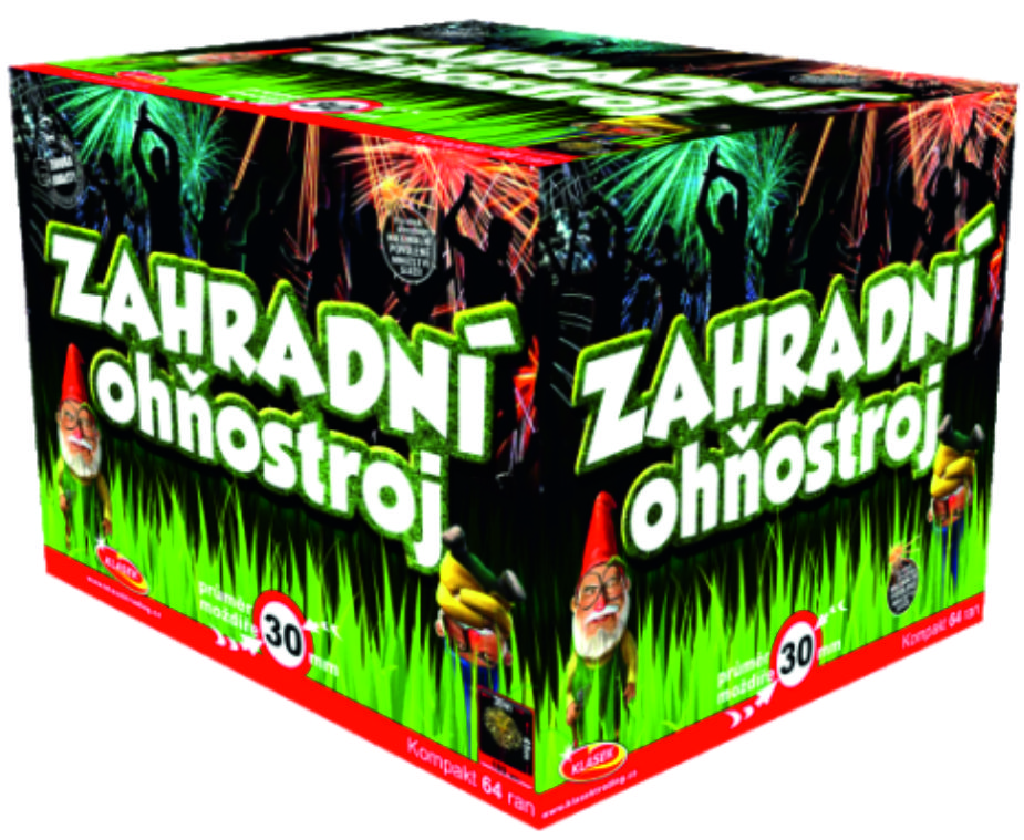 Záhradný ohňostroj 64 rán 30mm rovný + šikmý